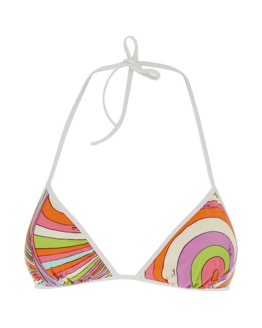 Emilio Pucci Red Bikini Top With Adjustable Tie Closure And All-Over