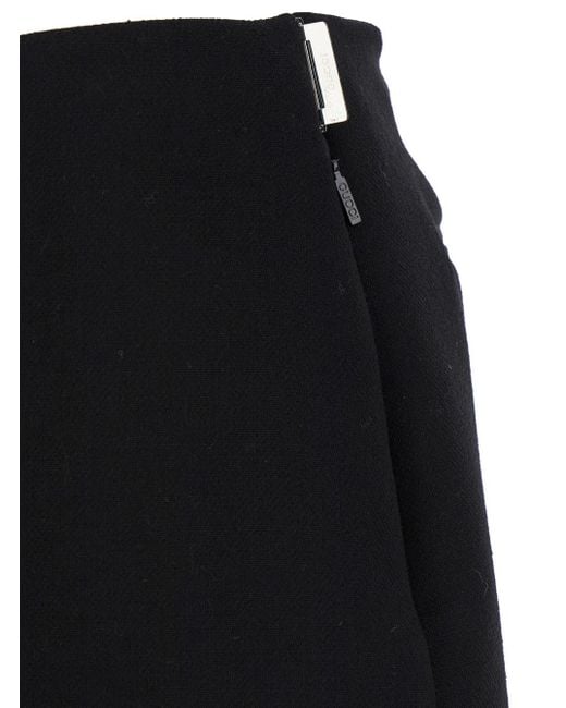 Gucci Black High Waist Skirt With Logo Lettering On Waist And Zip Puller