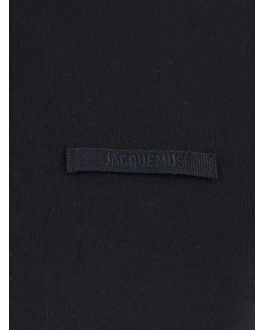 Jacquemus Black 'Le T-Shirt Gros Grain' Crewneck T-Shirt With Logo Patch On The Front