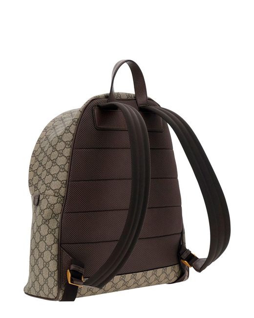 Gucci Brown 'Ophidia' Backpack With Gg Plate And Web Detail On The Front for men