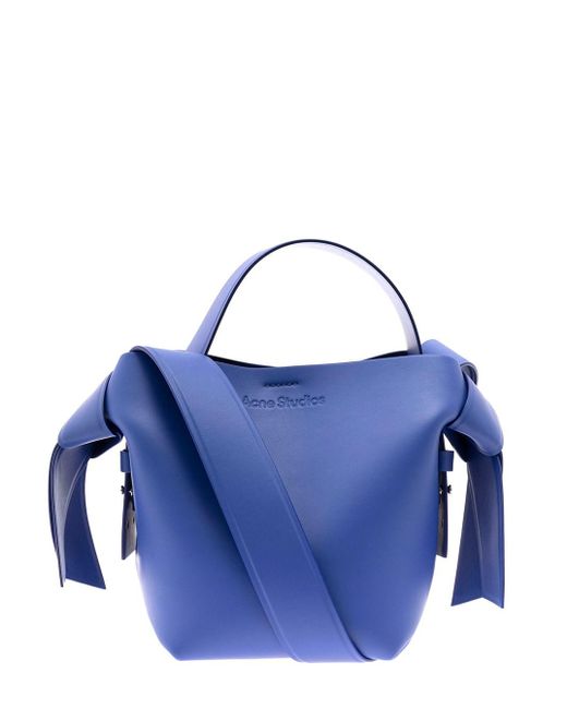 Acne Blue Musubi Mini Shoulder Bag In E Leather Acne
