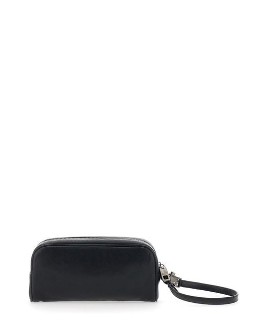 Dolce & Gabbana Black Clutch With Wrist Strap And Logo Lettering On The Front for men