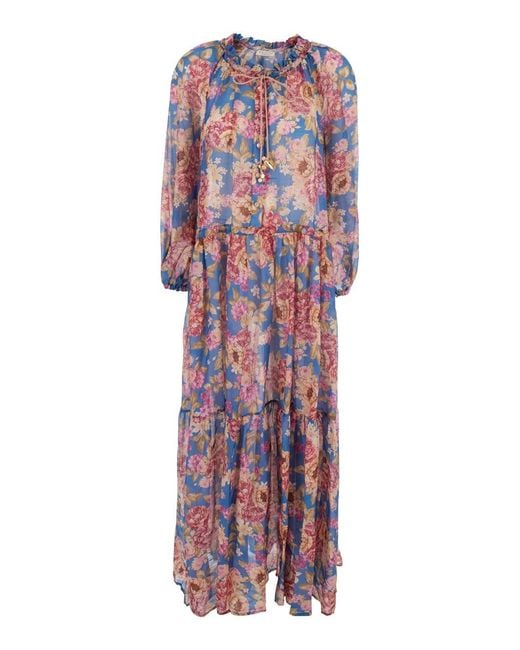 Anjuna White Long Caftan Round Neck With Balloon Sleeves And All