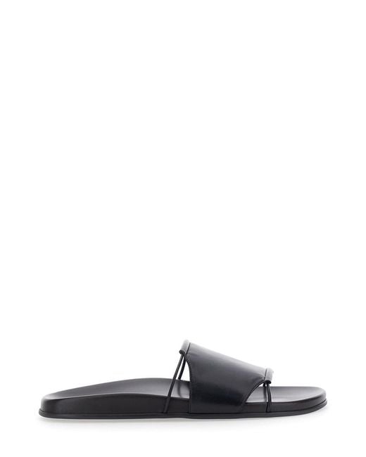The Row White 'Vivienne' Sandals With Wide Strap And Elastic Band
