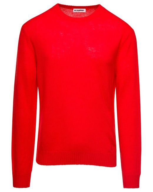 Sweater Cn Ls di Jil Sander in Red da Uomo