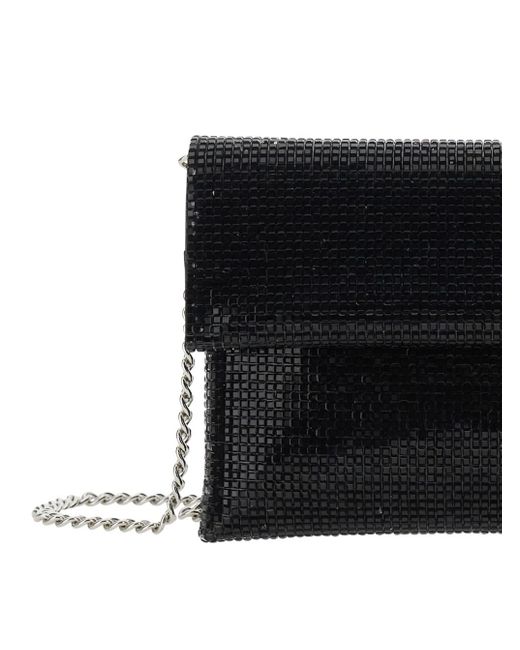 Pochette Con Tracolla A Catena E Strass Applicati Al di Twentyfourhaitch in Black