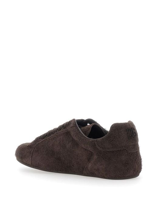 Dolce & Gabbana Brown 'Portofino' Sneakers With Logo Patch On The Side for men