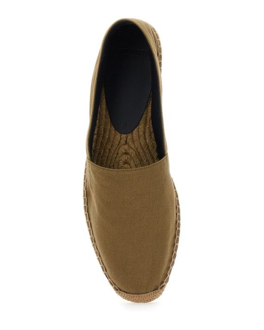 Saint Laurent Green Espadrilles With Tonal Cassandre Embroidery On The Side And Almond Toe for men