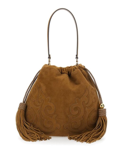Borsa A Spalla 'Kalispera' Con Chiusura A Coulisse E Nappine Sul di Etro in Brown