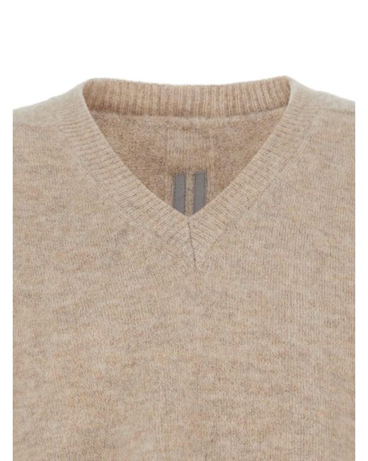 Rick Owens Natural V Neck Sweater for men