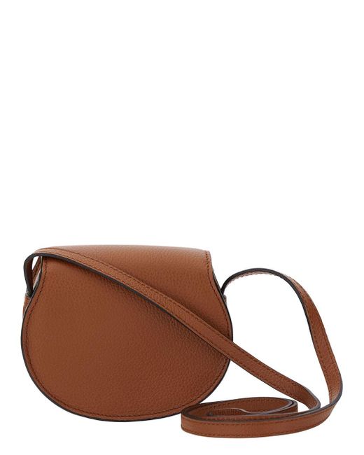 Chloé Brown 'Nano Marcie' Leather Saddle Bag