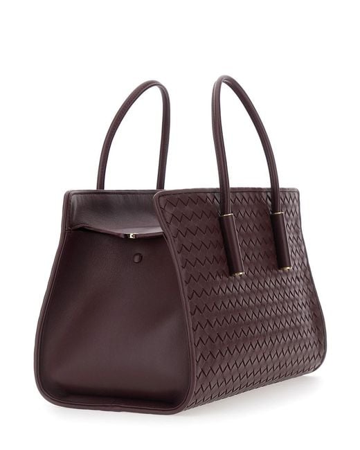 Bottega Veneta Purple Small Barbara Tote Intreccio 9X12 Nappa Fluffy