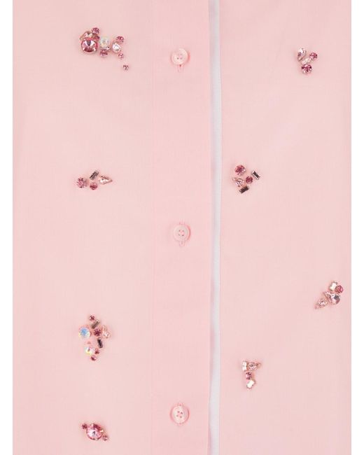 Des Phemmes Pink Shirt With Classic Collar And Embellishments On The F