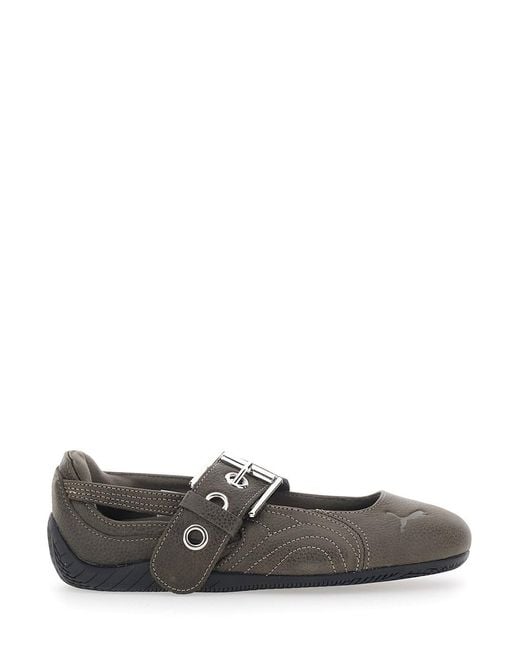 PUMA Gray Speedcat Shoes With Rubber Sole And Logo