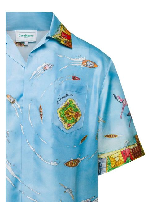 Casablancabrand Blue 'Maison Sur Piloti' Shirt for men