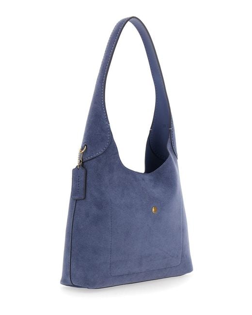COACH Blue 'Brooklyn' Shoulder Bag With Magnetic Closure And Logo Deta
