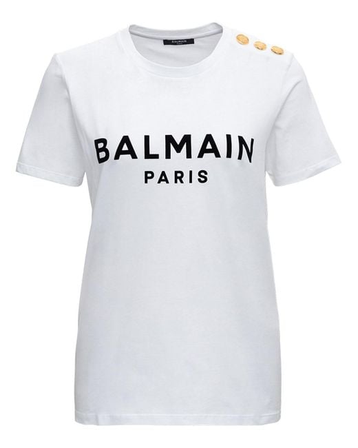T-Shirt Logata di Balmain in Gray