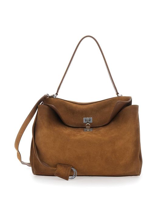 Balenciaga Brown 'Rodeo Medium' Shoulder Bag With Removable Shoulder Strap