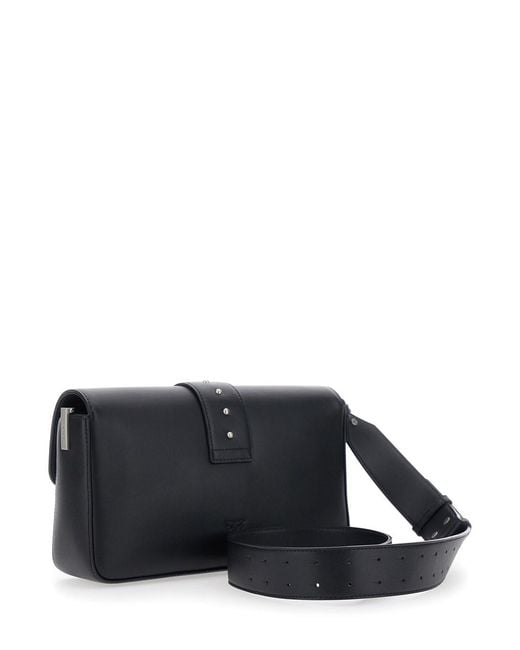 Pinko Black Shoulder Bag Love Birds Leather