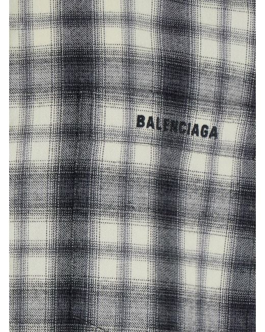 Balenciaga Gray Check Cotton Flannel for men