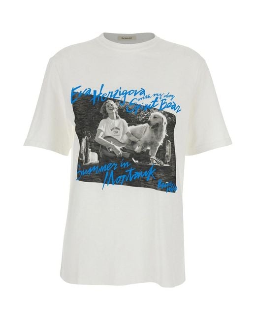 Roy Rogers White T-Shirt 'Montauk' R.R.Eva Herzigova With Round Neck