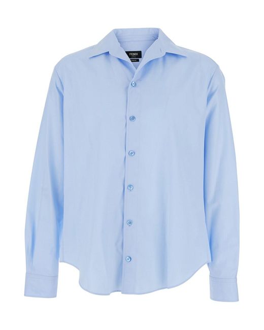 Fendi Blue Light Long-Sleeved Shirt for men
