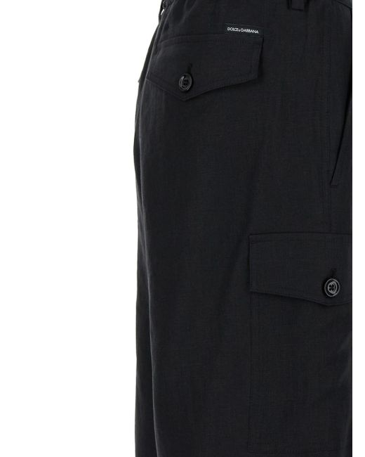Bermuda Con Tasche Neri di Dolce & Gabbana in Black da Uomo