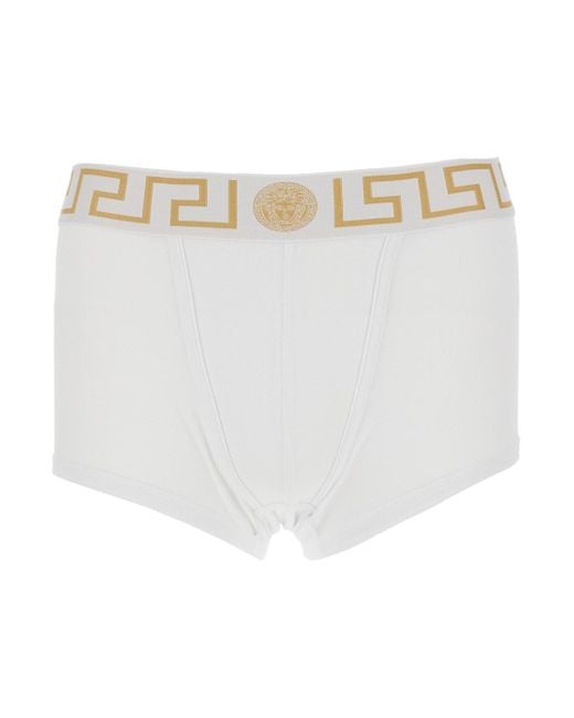 Slip Con Vita Elasticizzata Con Motivo Greca di Versace in White da Uomo