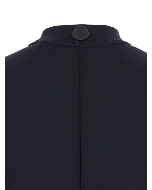 Moncler Genius Blue Solid Mock Collar T-Shirt