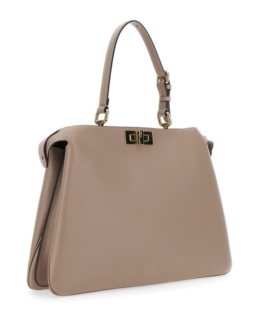 Borsa A Mano 'Pekaboo Soft Grande' Con Chiusura A Girello di Fendi in Natural