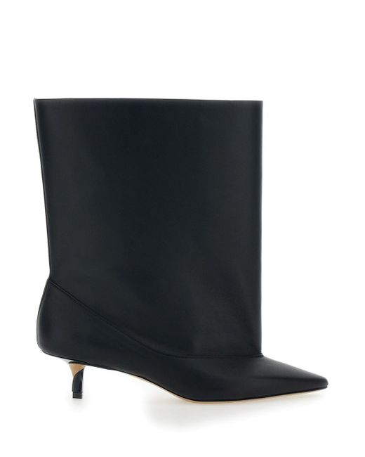 Jacquemus Black 'Les Bottes Tourni' Ankle Boots With Pointed Toe And Low Stiletto Heel