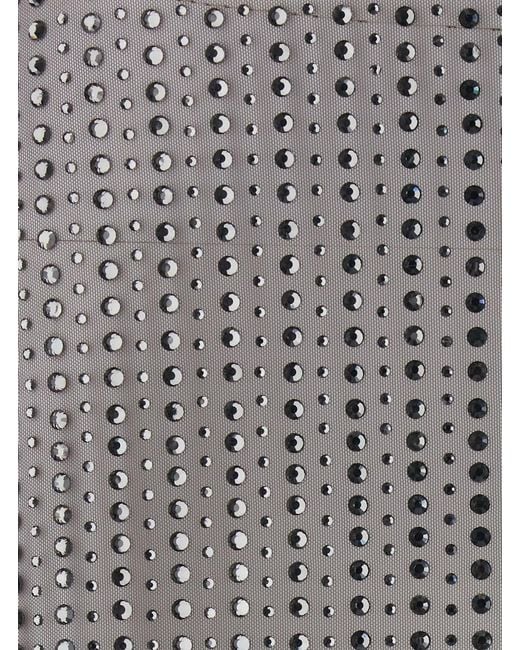 VENUJA Gray Crystal Midi Skirt With Tech Fabric