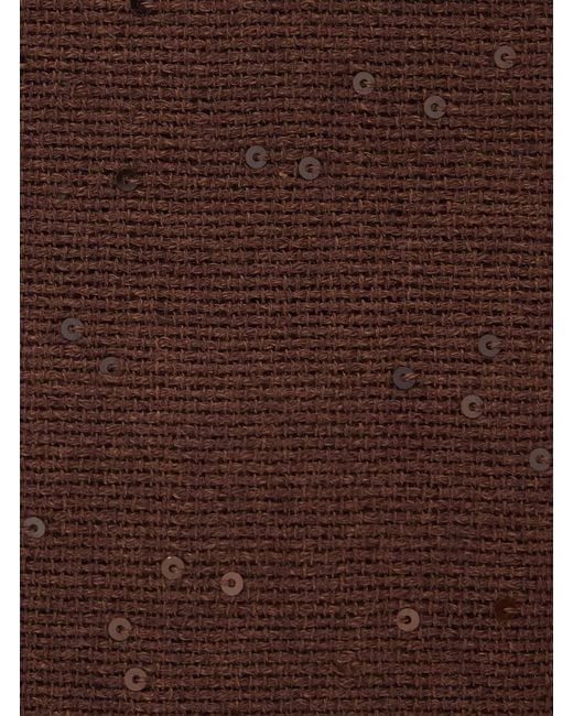 Brunello Cucinelli Brown Rectangular Scarf With Sequin Decoration