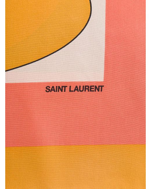 Foulard con stampa grafica in seta di Saint Laurent in Pink