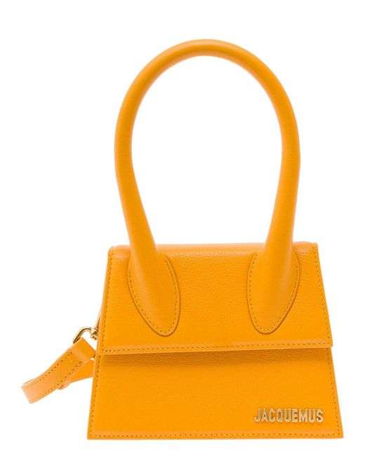 Jacquemus Orange 'Le Chiquito Moyen' Handbag With Logo Lettering Detail