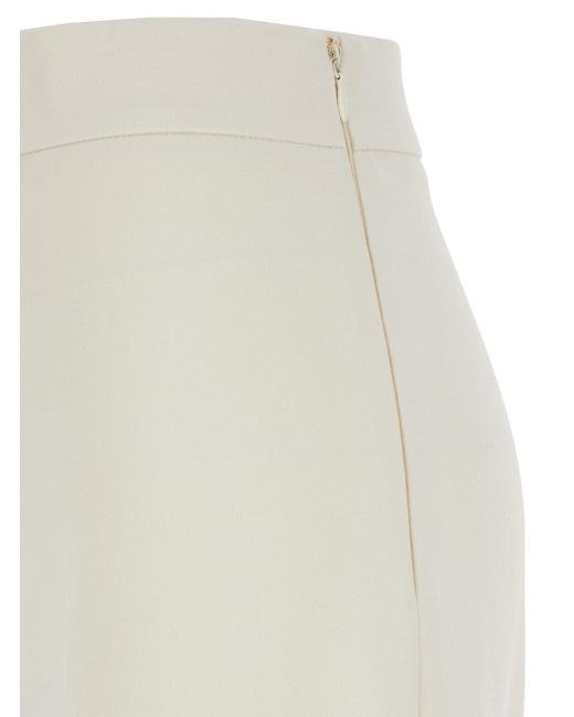 Twinset White Pants With Logo Pendant And Side Zip Closure