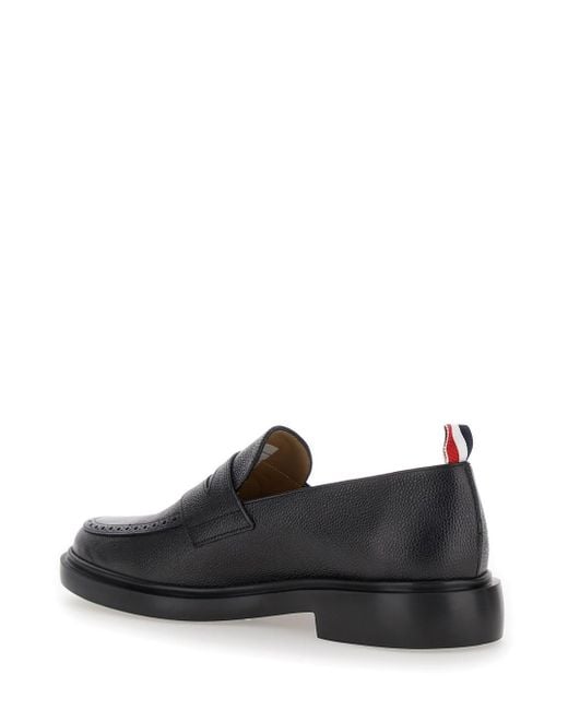 Thom Browne Black Slip-On Loafers With Loop Detail for men