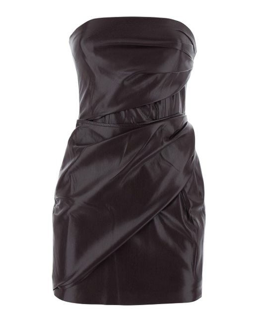 ANDAMANE Black Dress With With All-Over Drapes