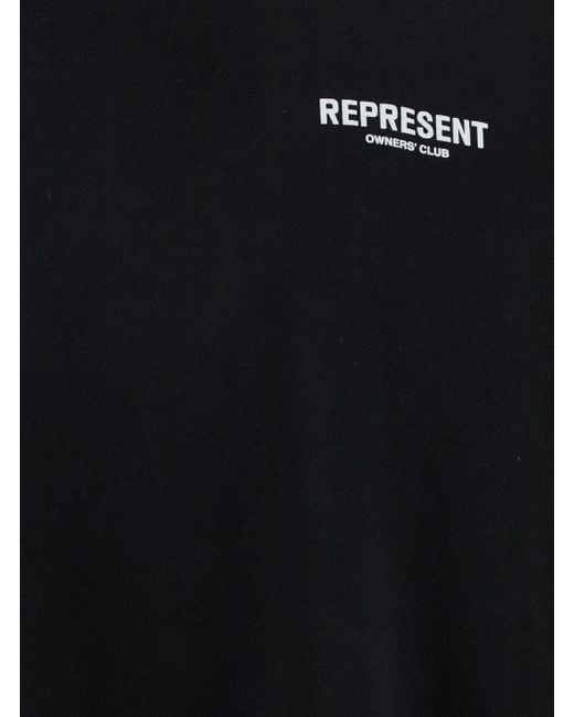 Represent Black T-Shirt With Logo Cotton for men