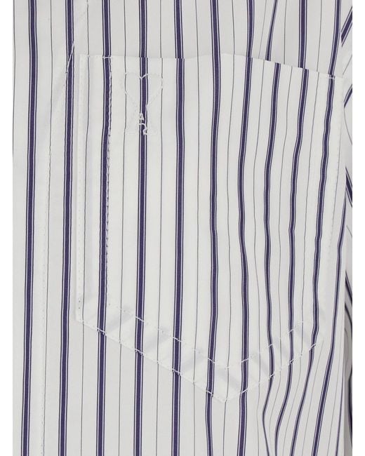 AMI White Shirt With Classic Collar And All-Over Striped Pattern