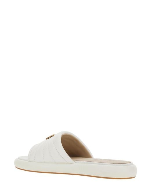 Pinko White Slippers Fiona Chunky Leather