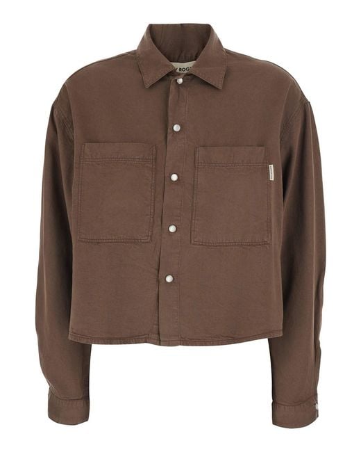 Roy Rogers 'Fatiguebrown Shirt With Classic Collar And Long Sleeves I