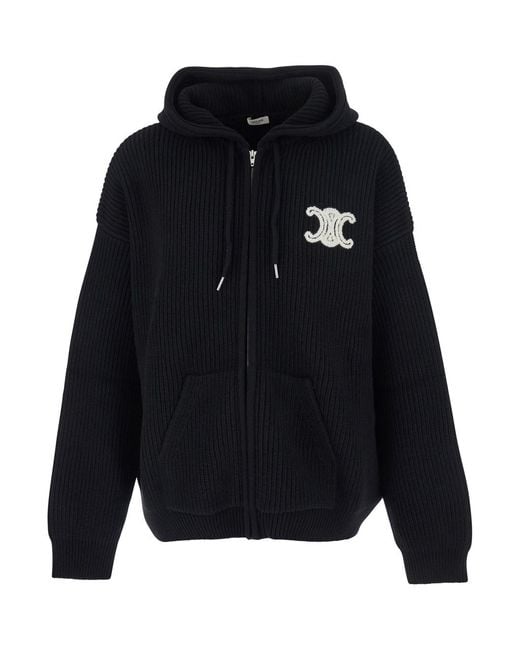 Céline Blue Sweatshirt With Maxi Triomphe Logo On The Front And Ribbe for men