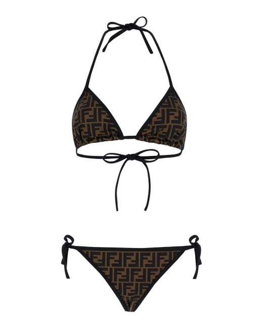 Fendi White Two-Piece Bikini With All-Over Monogram Pattern