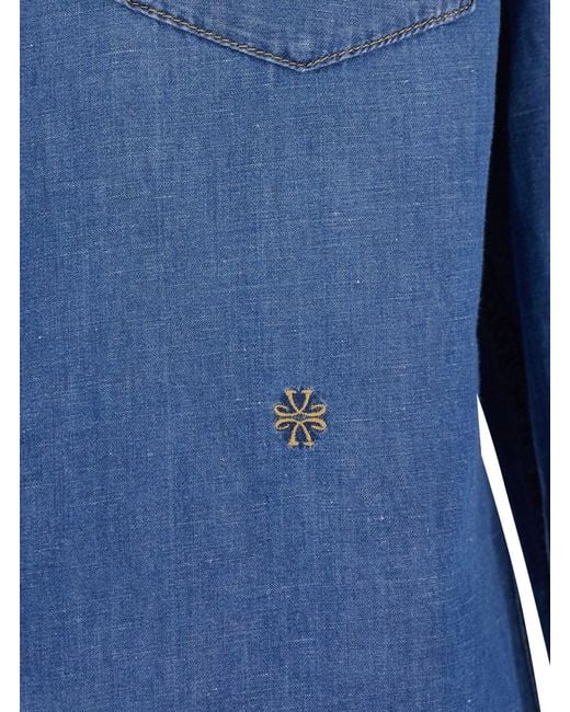 Jacob Cohen Blue Shirt Western Cotton-Linen for men