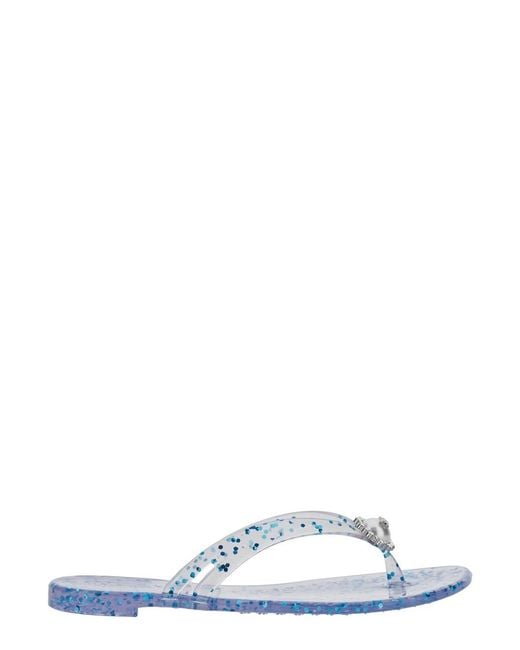 Casadei White Flip-Flop Sandal Crystal-Embellished