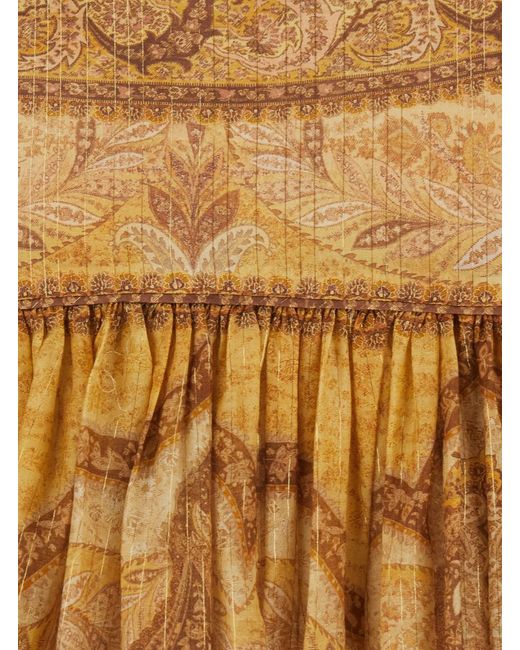 Zimmermann Natural 'Wanderlust' Flared Skirt With Rear Zip Closure And All-Over Paisley Motif
