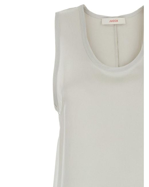 Jucca White Long Dress With U-Neck And Back Closure