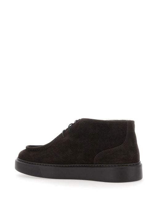Scarpe Stringate Con Cuciture Tono Su Tono di Doucal's in Black da Uomo