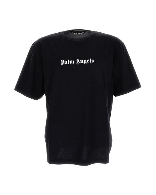 Palm Angels Black T-Shirt With Logo for men